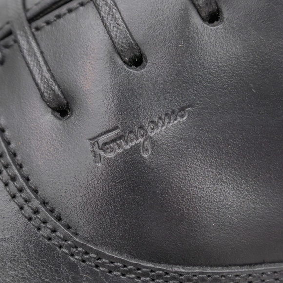 Salvatore Ferragamo Black Leather Cap-Toe Oxfords – Men’s Size US 9.5D - Picture 10 of 13
